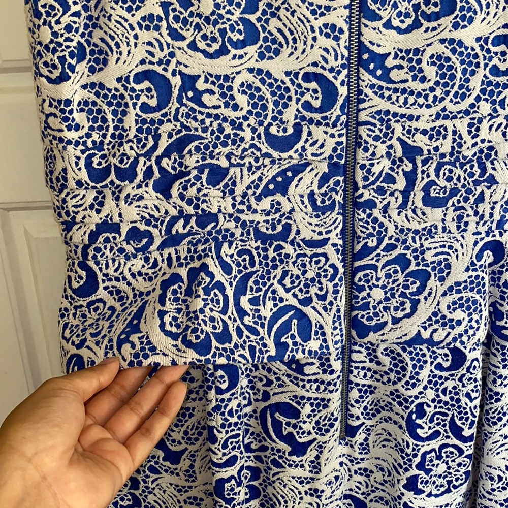 Antonio Melani Blue and White Crochet Lined Dress - Picture 7 of 8